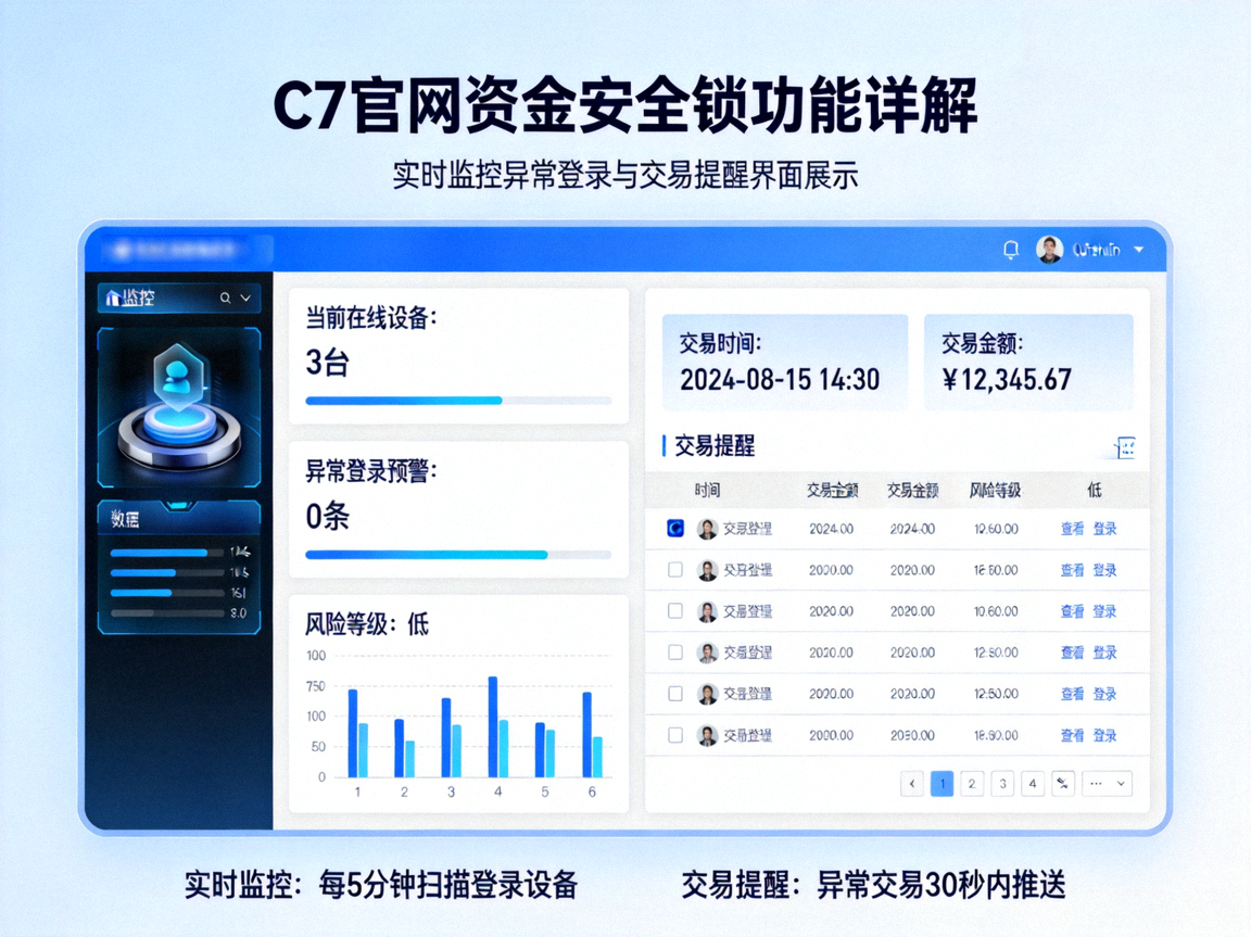 C7官网资金安全锁功能详解：实时监控异常登录与交易提醒界面展示